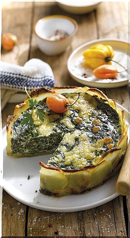 Gluten-free recipe: potato-based spinach quiche