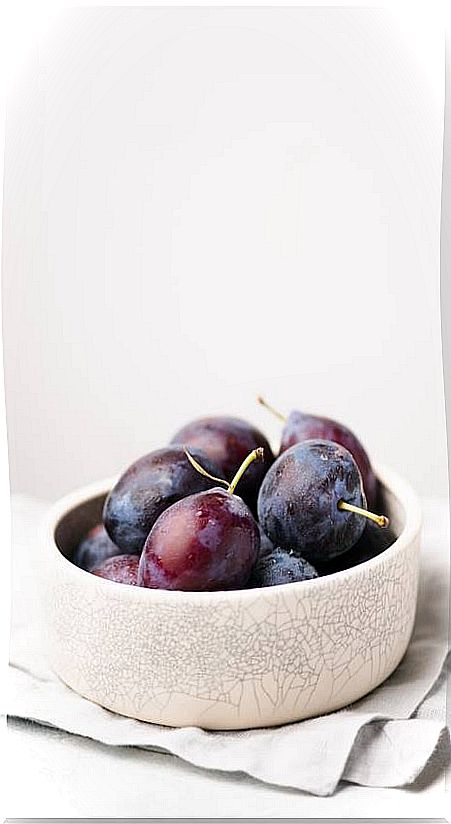 Plums in a bowl